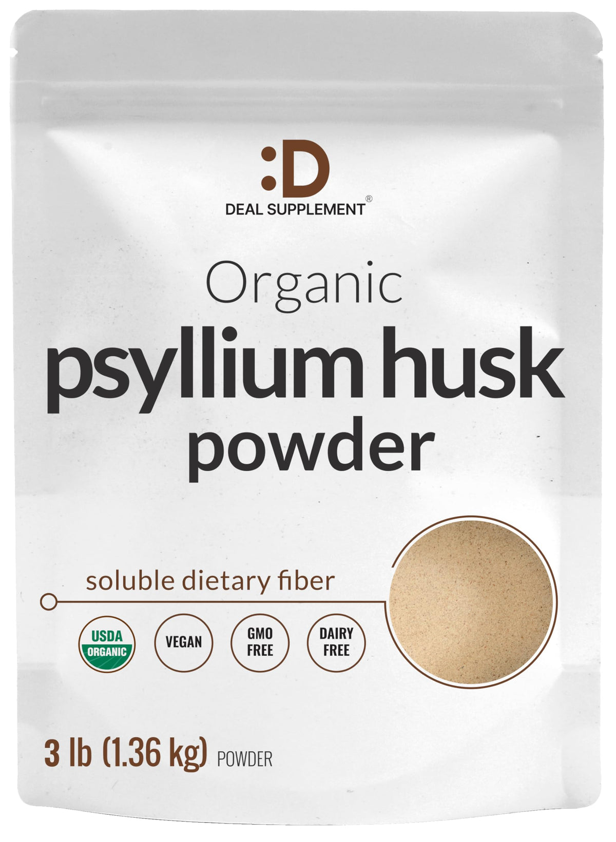 Organic Psyllium Husk Powder 3lbs Unflavored Soluble Fiber A435020