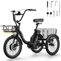 Peak 1000W 20" Folding Electric Trike with Removable Battery and Basket O7516