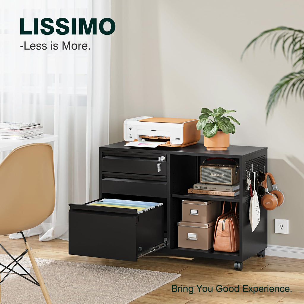 3 Drawer Metal File Cabinet with Lock and Shelves R314561