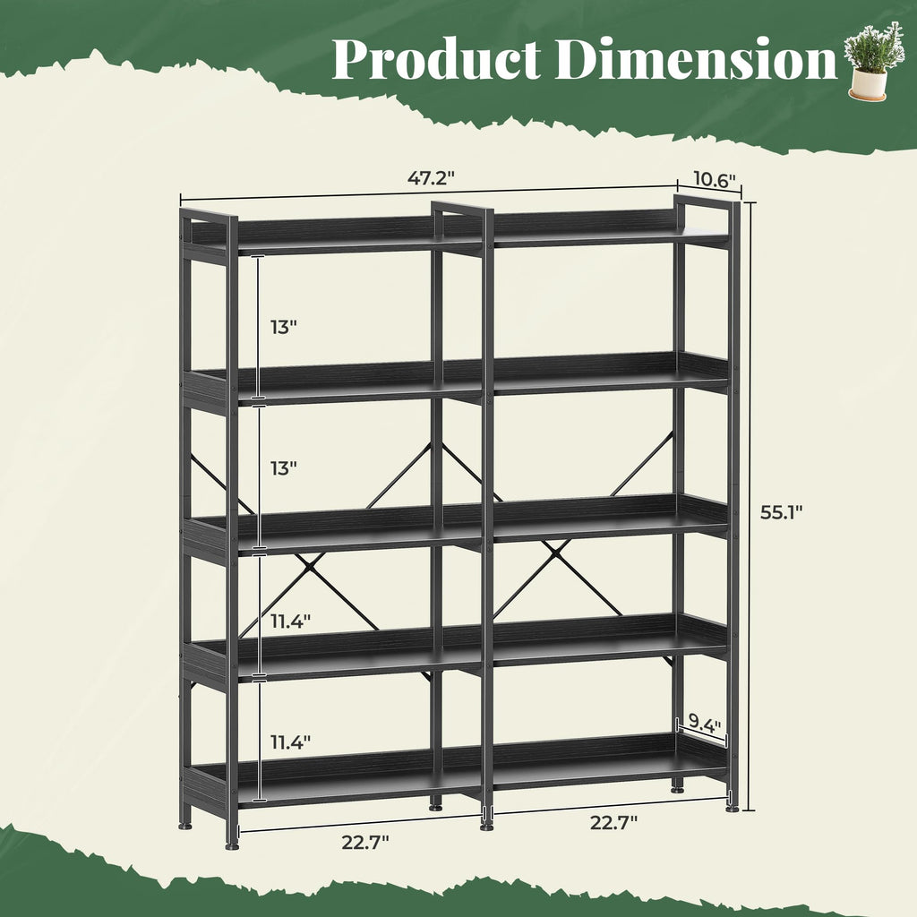 5 Tier Bookshelf with 10 Open Shelves U50430