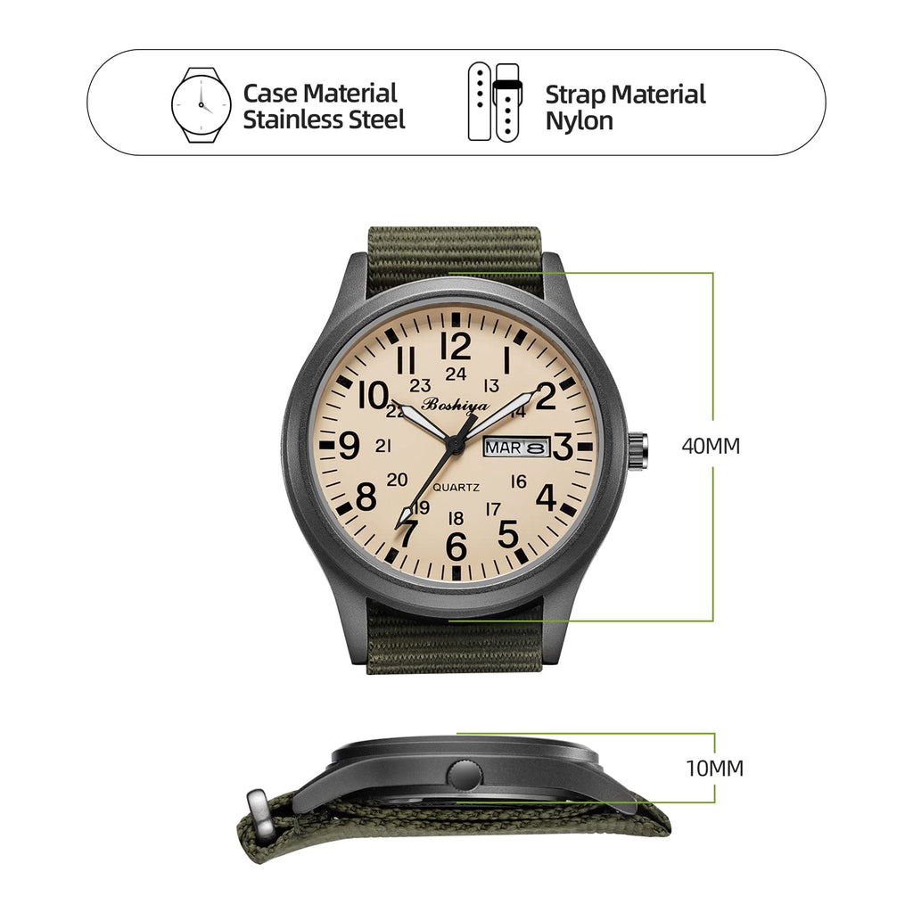 Men's Military Tactical Field Watch Waterproof Analogue Quartz Nylon X9540