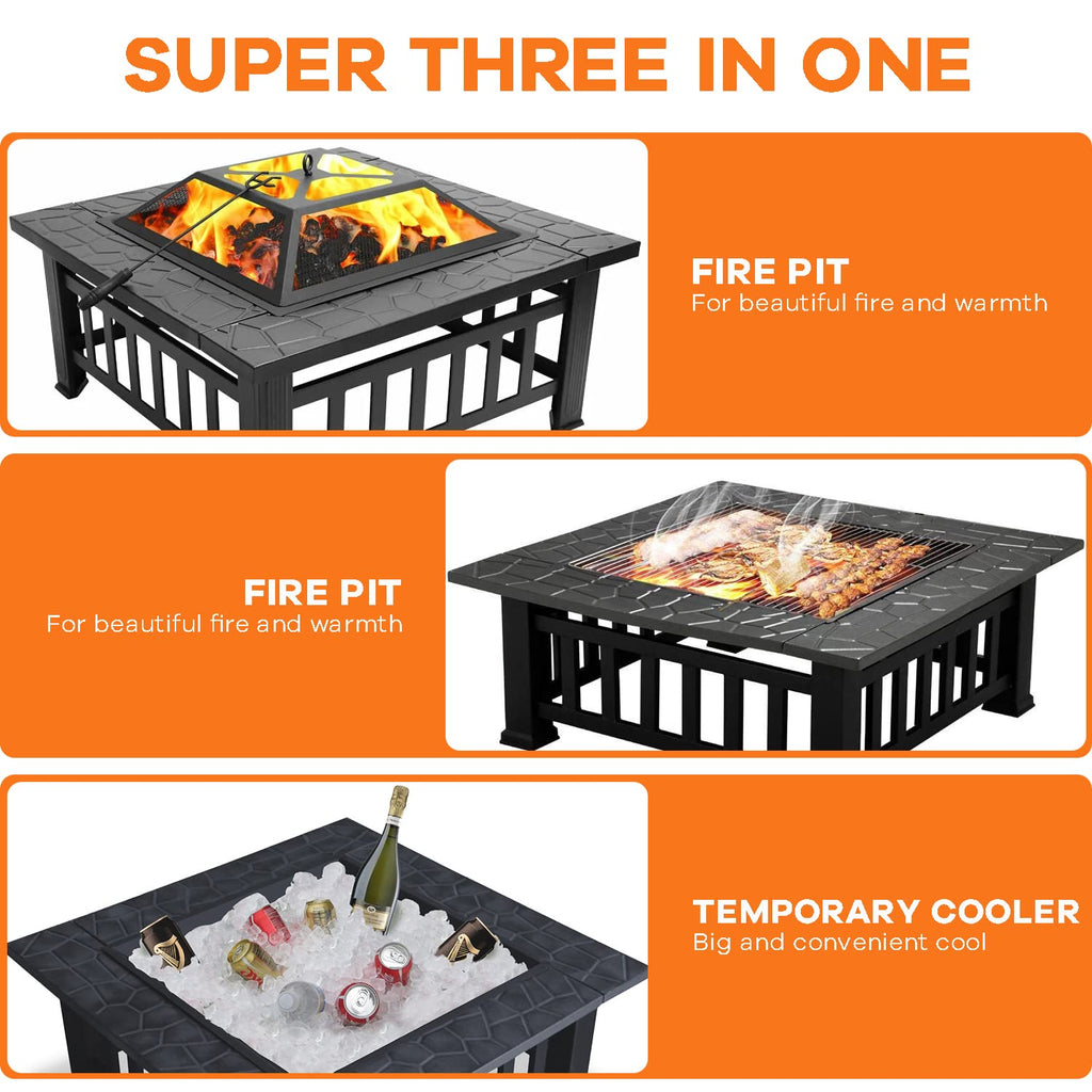 32 in Square Smokeless Fire Pit Table Z34040