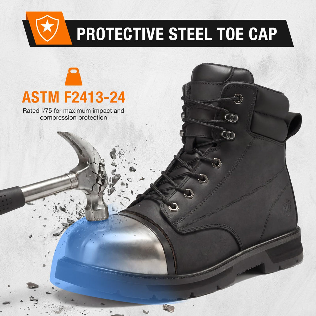 Water Resistant Crazy Horse Leather Steel Toe Work Boots S430273