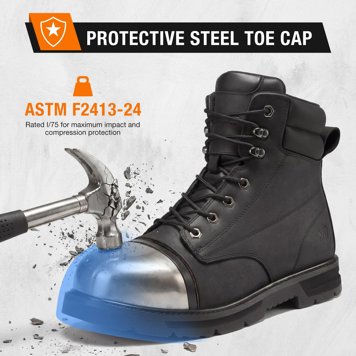 Water Resistant Crazy Horse Leather Steel Toe Work Boots S430273