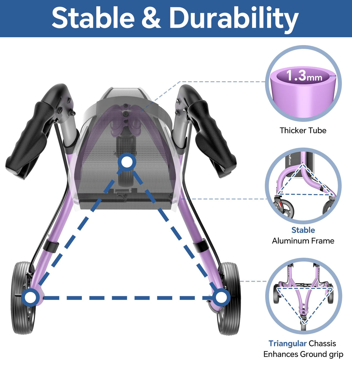 Lightweight Foldable Aluminum 3 Wheel Walkers Z2511