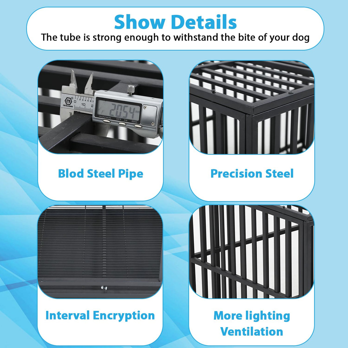 48 Inch Heavy Duty Dog Crate with Plastic Tray Double Doors B203095