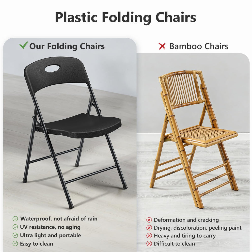Black 6 Pack Plastic Metal Folding Chairs F484