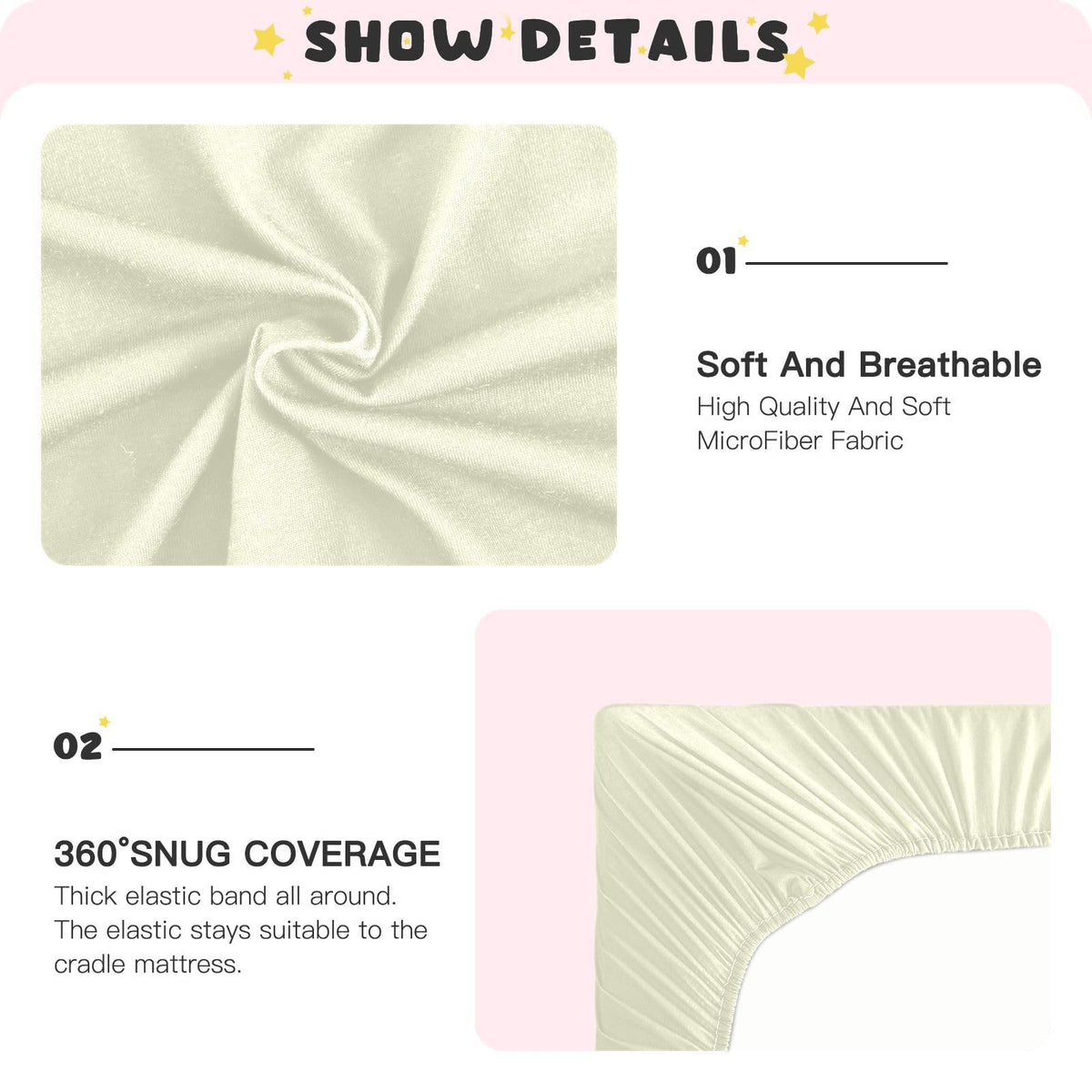 Light Yellow Fitted Crib Sheet Microfiber T769