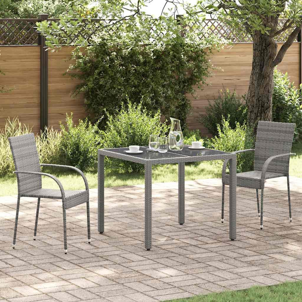 Grey Poly Rattan Stacking Outdoor Dining Chairs Set of 2 L73927