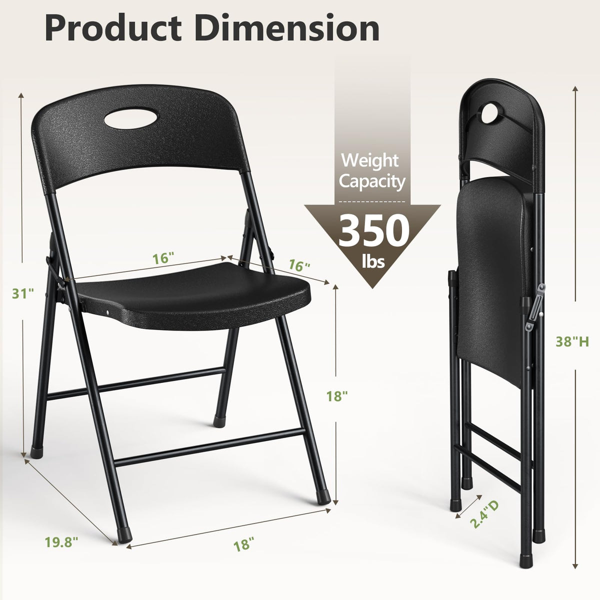 Black 6 Pack Plastic Metal Folding Chairs F484