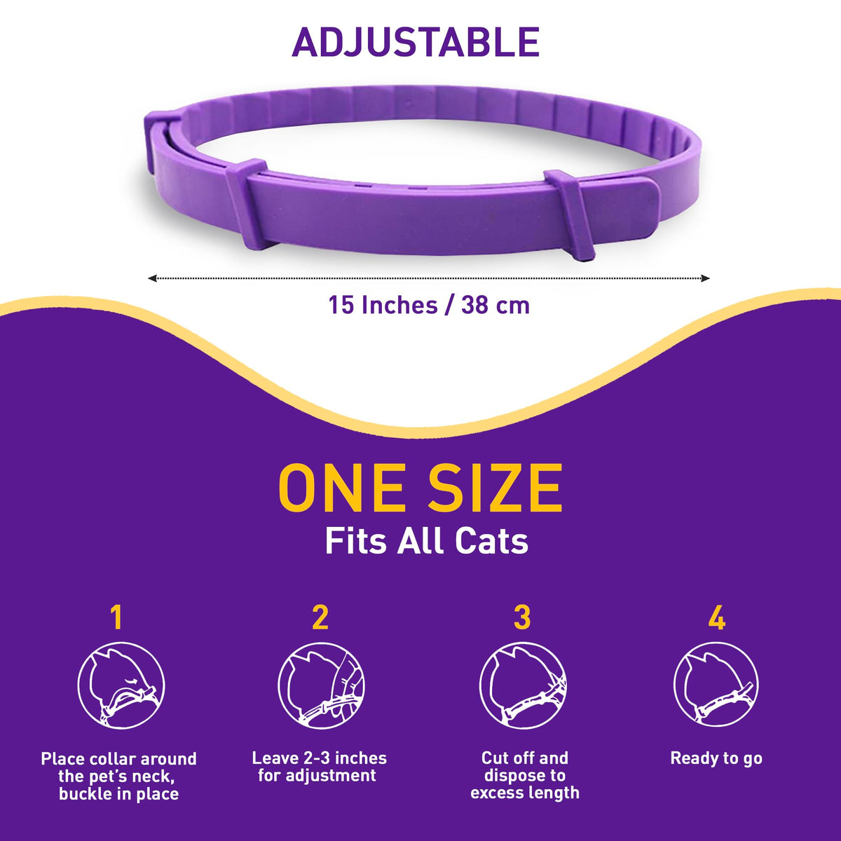 4 Pack Adjustable Water Resistant Calming Collar for Cats B190
