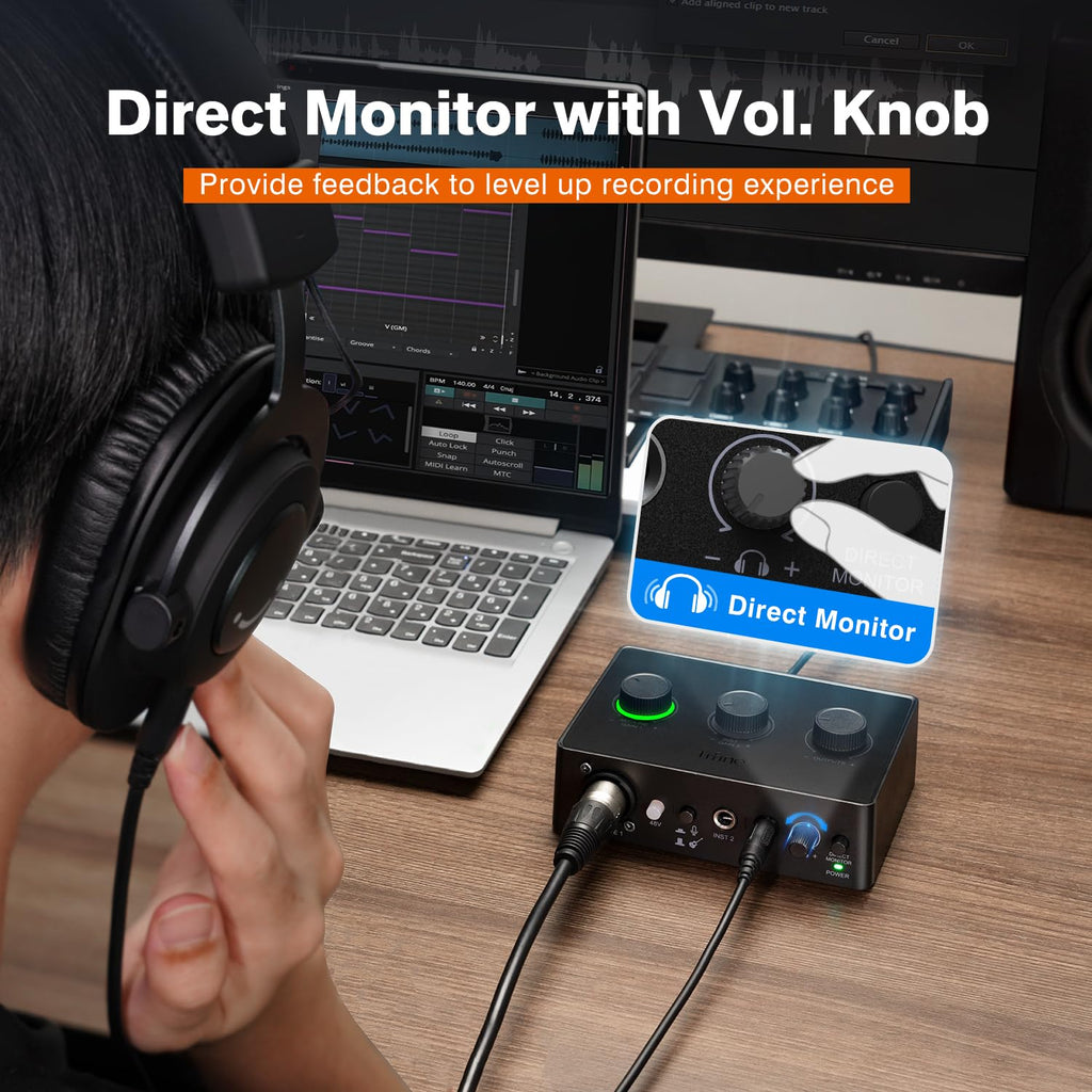 PC Audio Mixer with XLR, Monitor, 48V Phantom Power I48563
