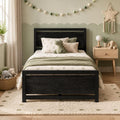 Twin Bed Frame with Headboard and Under-Bed Storage, Black H41849