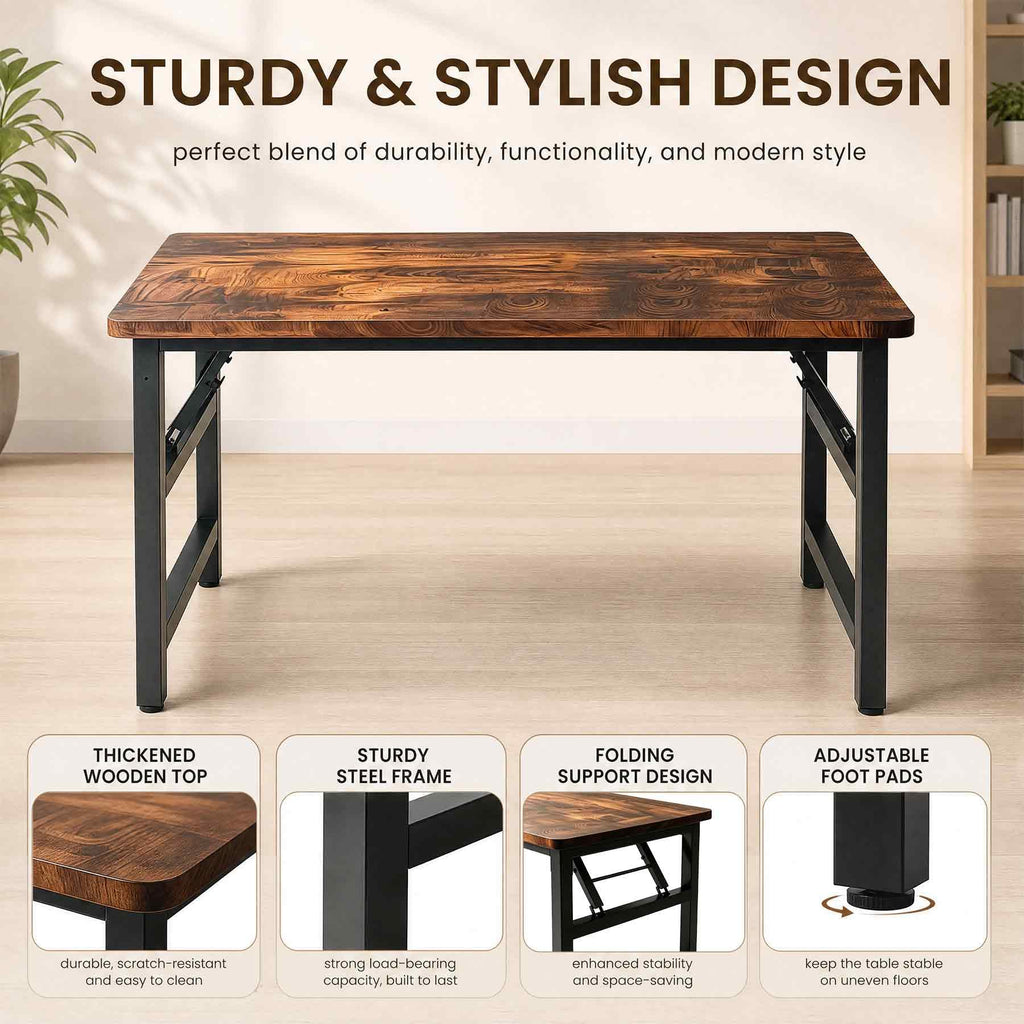 31.5 Inch Rustic Brown Folding Table L29056