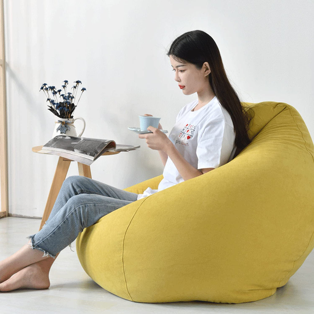 Washable Soft Bean Bag Chair Cover Only 110 * 120cm Yellow R66766