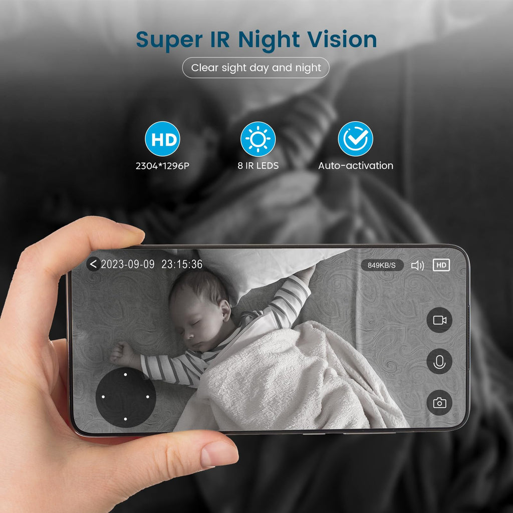 2K Indoor Security Camera with Night Vision H429054