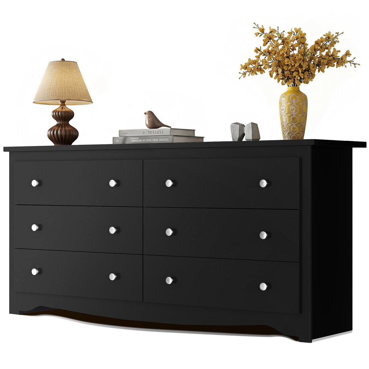 Black 6-Drawer TV Stand C804