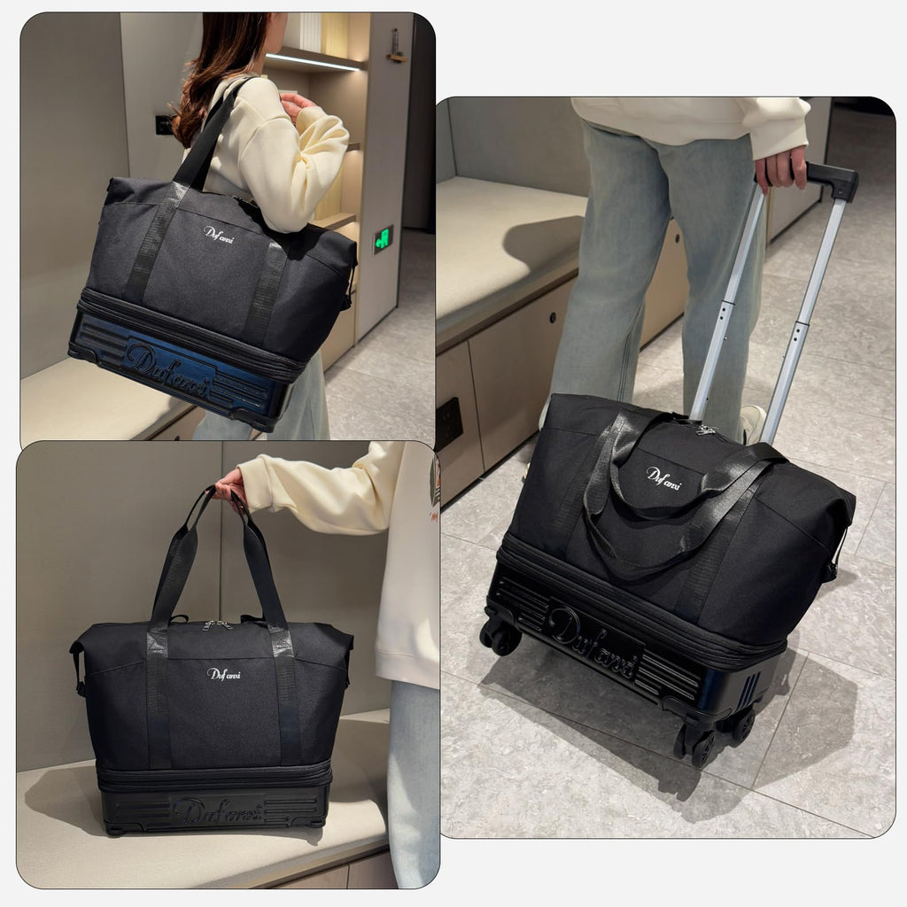 Expandable Rolling Travel Bag with Removable Wheels & Handle C419058