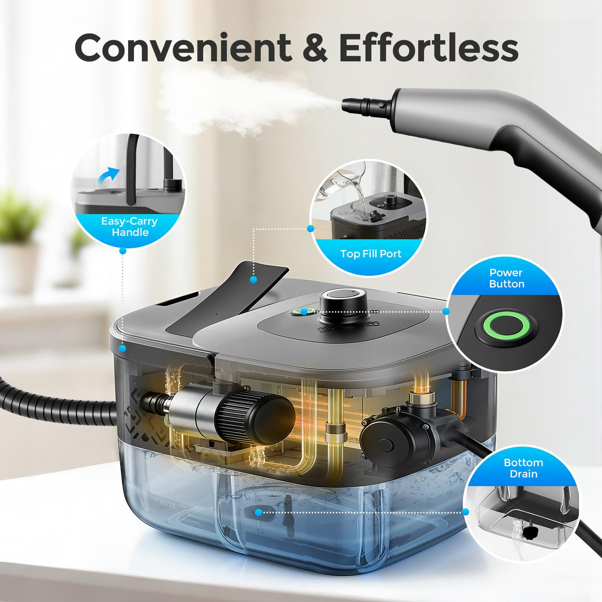 Portable 1800W Handheld Steam Cleaner F839663