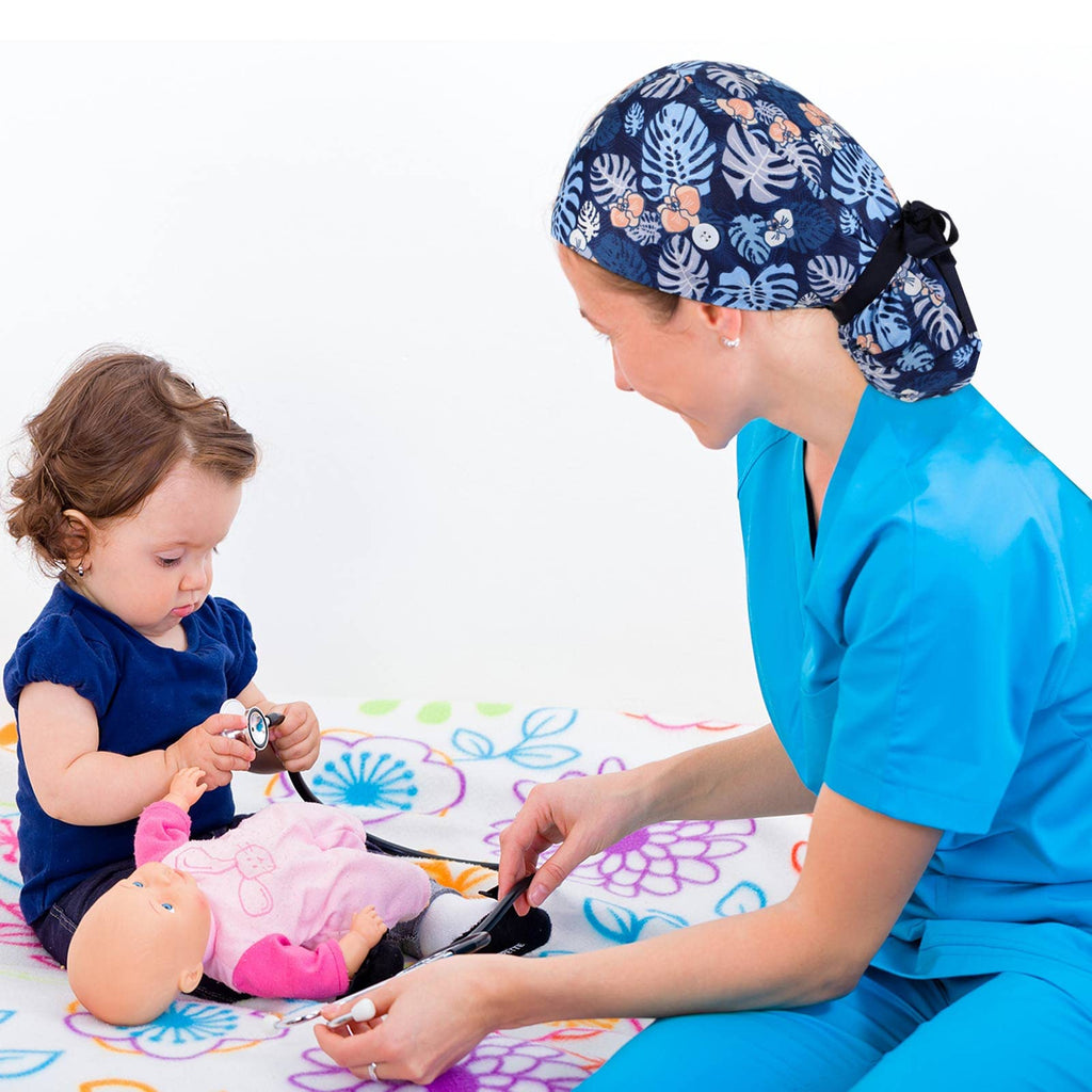 30 Pcs Scrub Caps with Buttons and Ribbon B68096