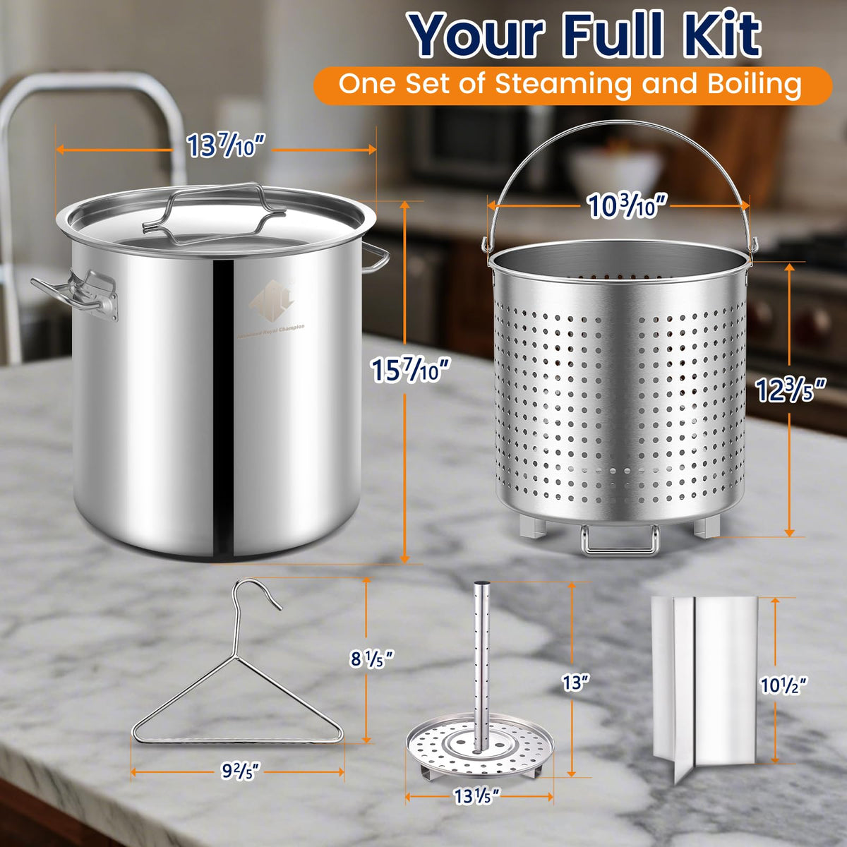 40QT Stainless Steel Stockpot with Basket T1465