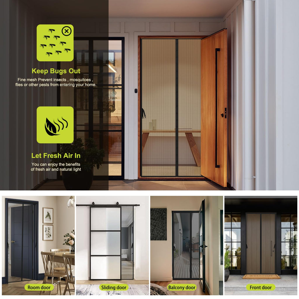 Magnetic Screen Door 36 x 82 in Mesh Curtain Y922