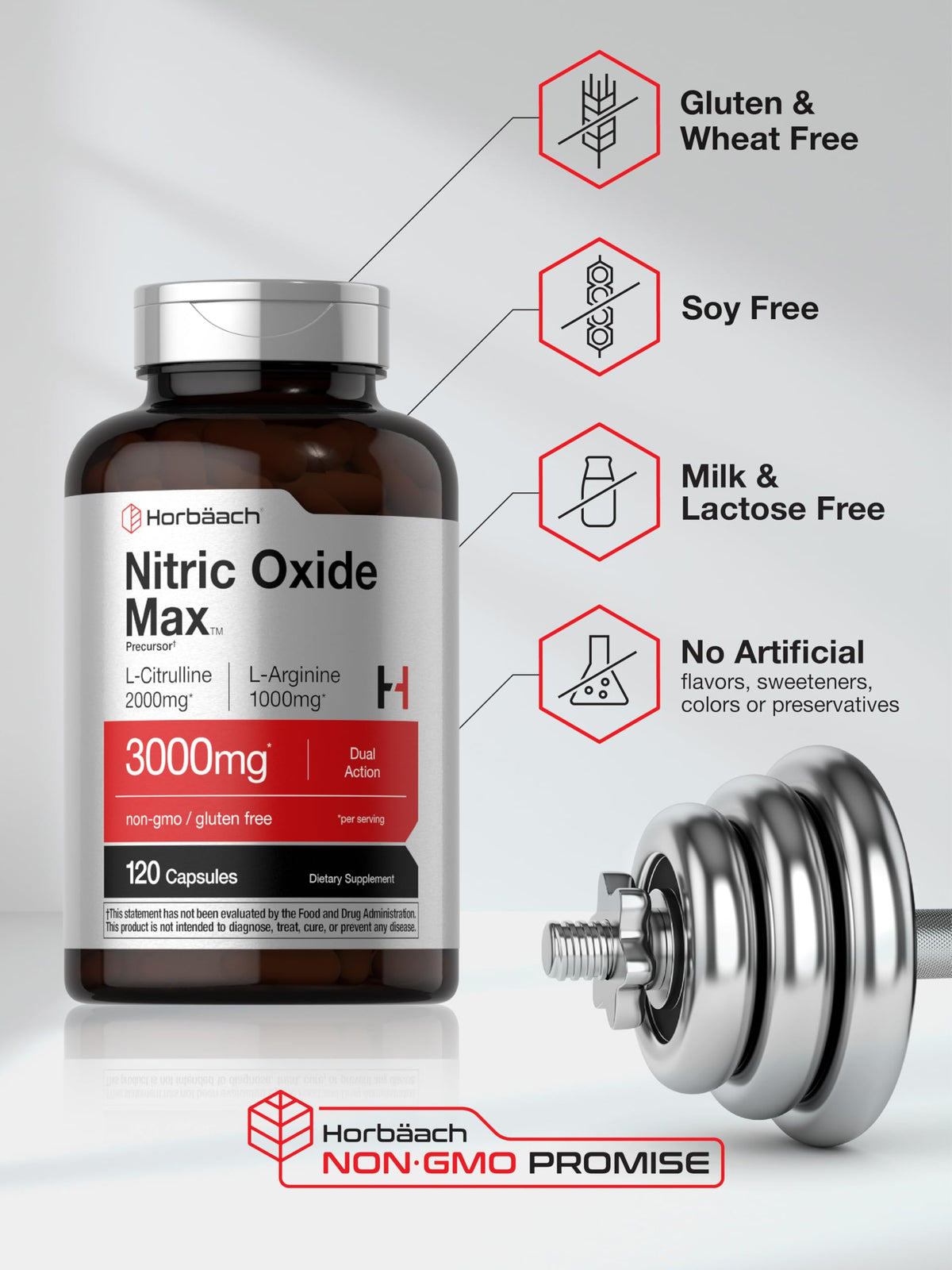 Nitric Oxide Supplement 3000mg 120 Capsules K73140