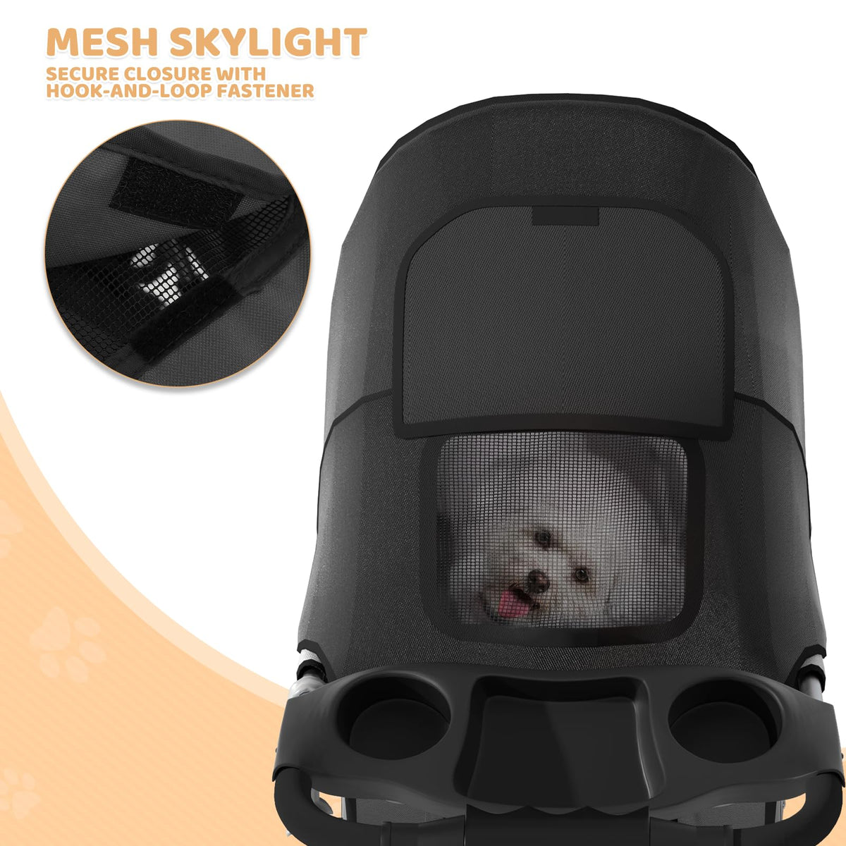 3-Wheel Pet Stroller for Small/Medium Dog Cat, Up to 33lbs, Black S7052