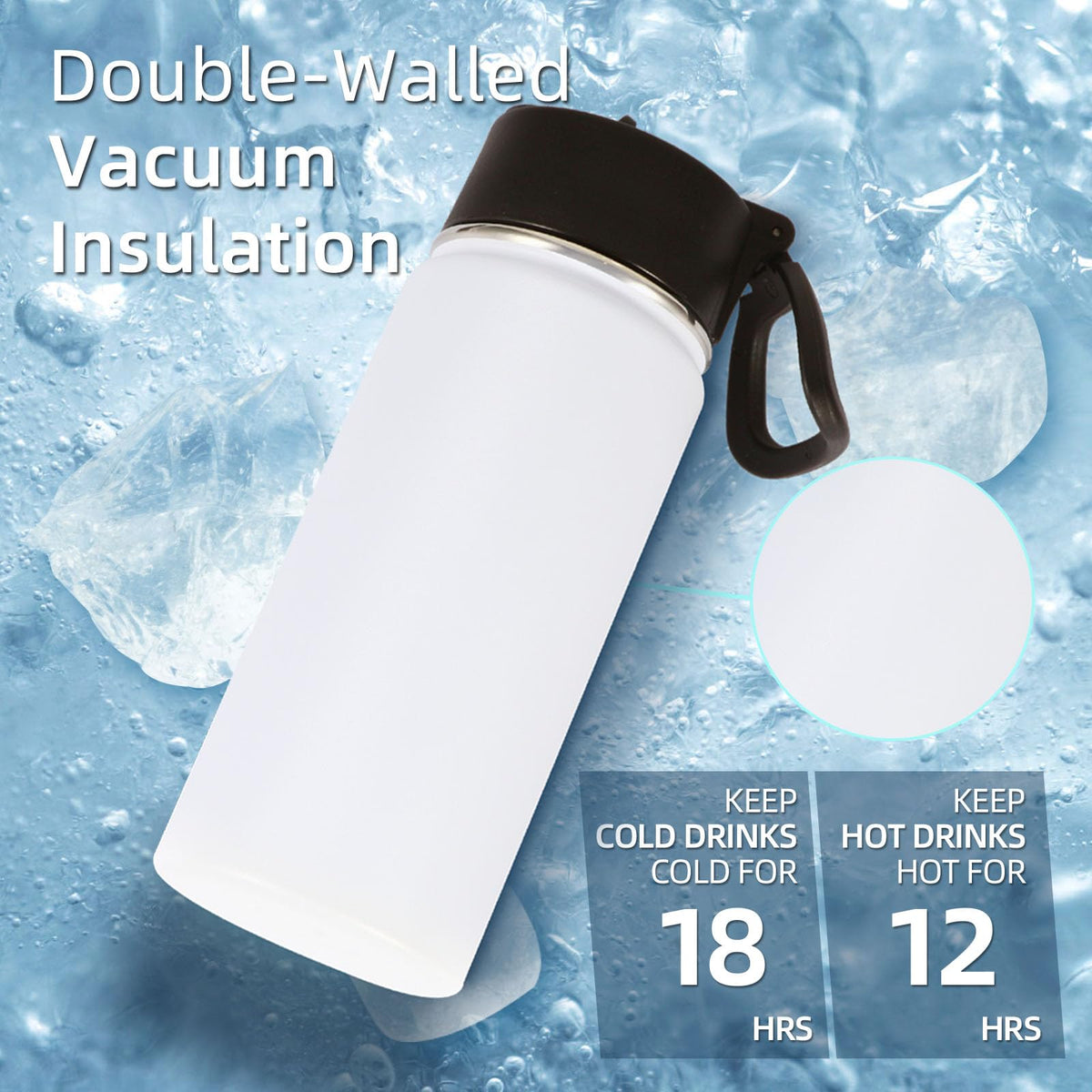 16 OZ Insulated Stainless Steel Kids Water Bottle 8 Pack with Straw Lid M299748