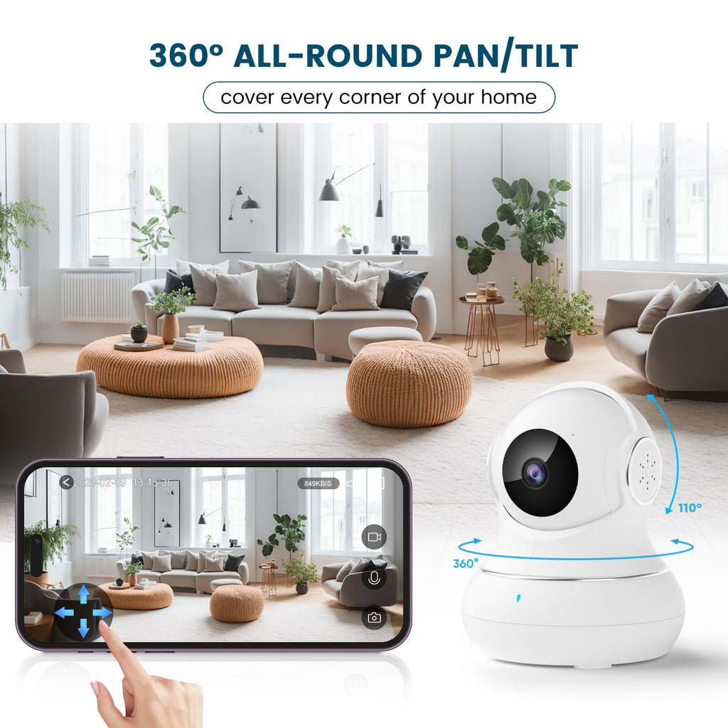 2K Indoor Security Camera with Night Vision H429054