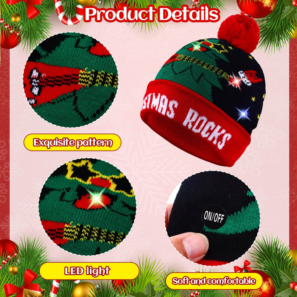 Light Up Christmas Hats Bulk LED Beanies R206