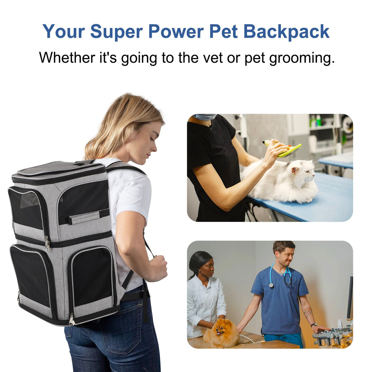 Expandable Cat Backpack Carrier for 2 Cats, 7 Windows, Foldable A82932