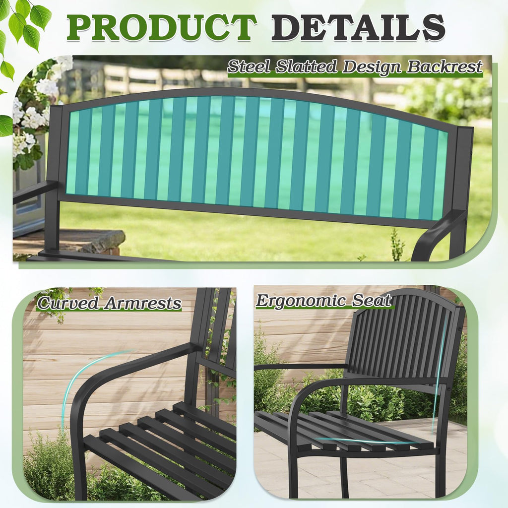50" Weatherproof Metal Outdoor Bench C934