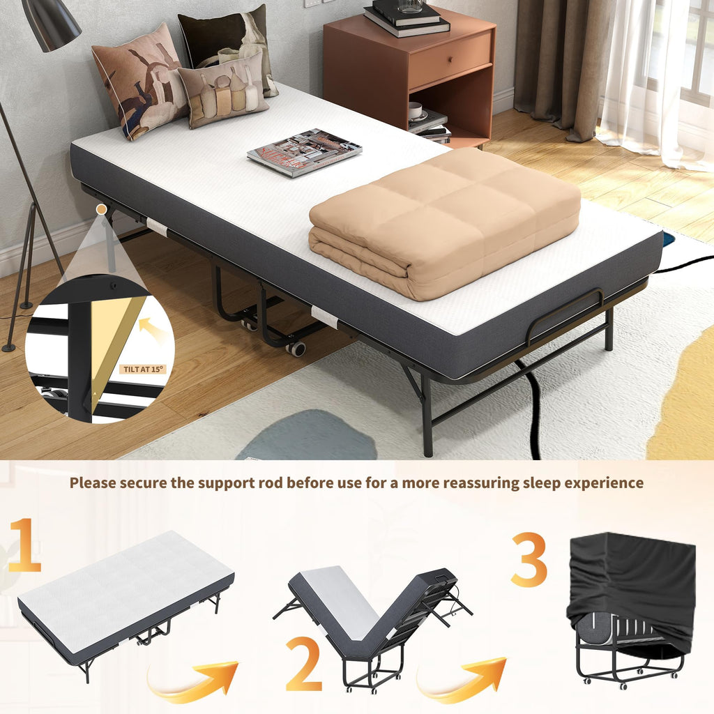 Foldable Roll Away Bed with Mattress 75" x 38" E202