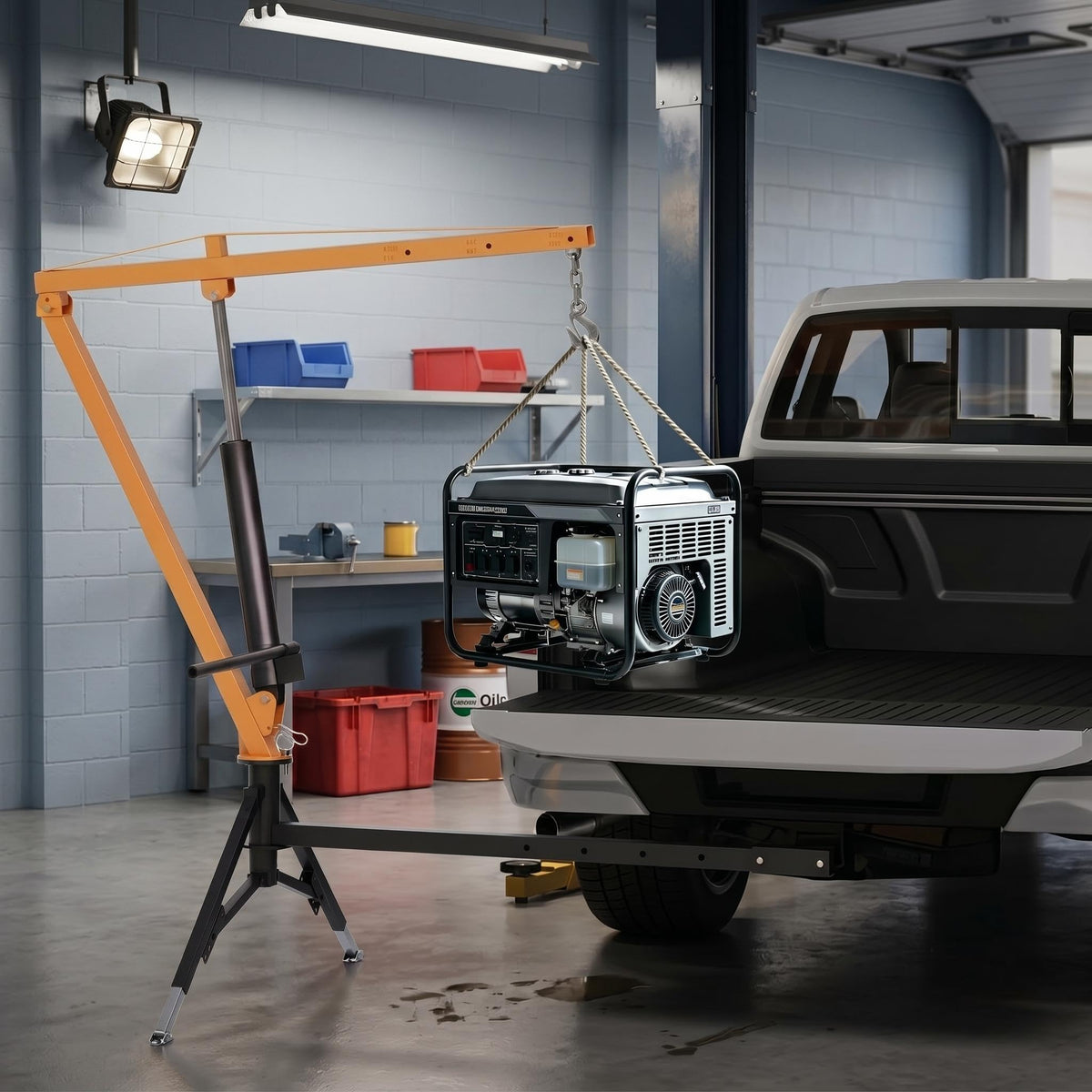 Hydraulic Pickup Truck Crane, 1000 Lbs Hitch Mount with 360° Swivel & Adjustable Boom Q25233