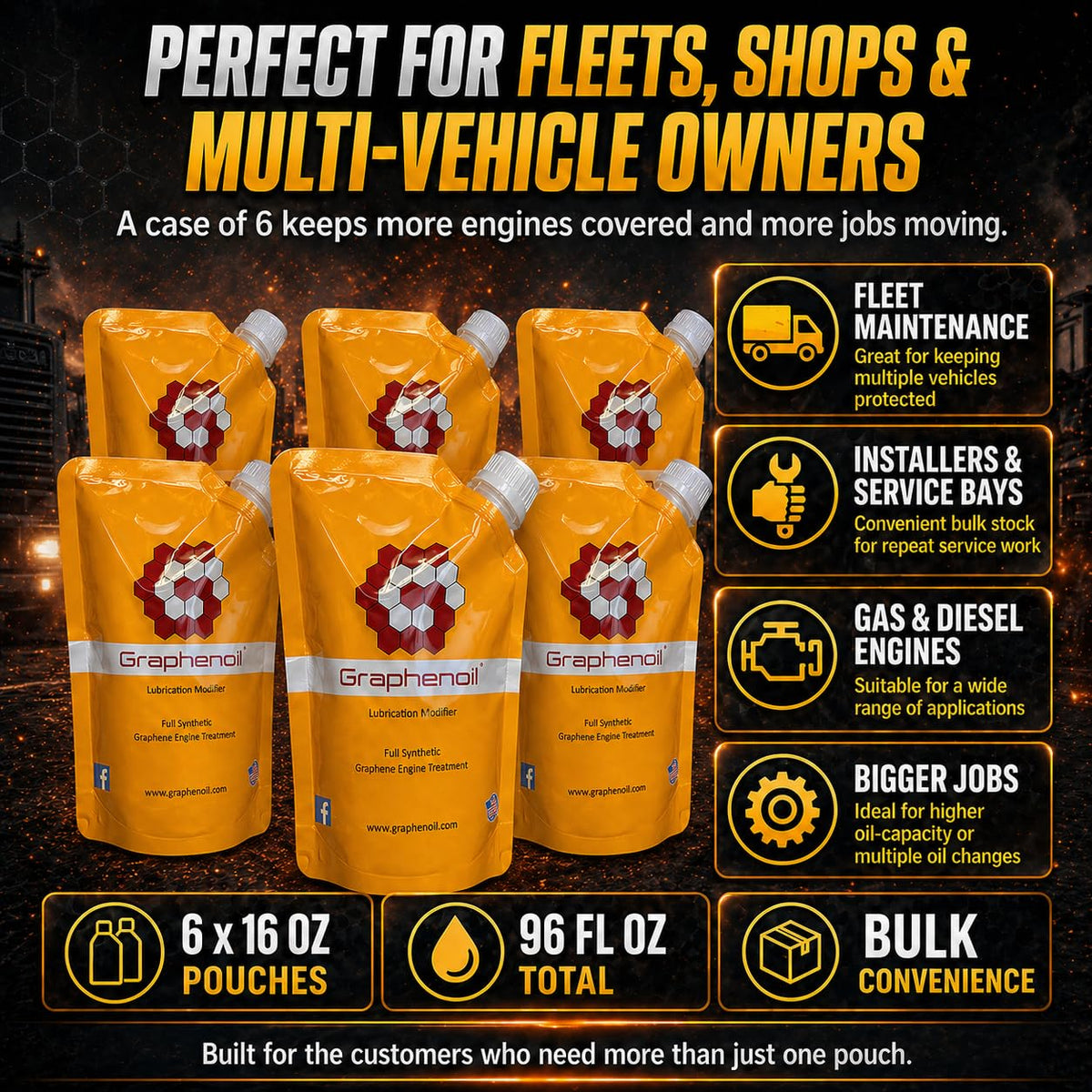 Graphene Engine Treatment, Pack of 6 – 16 oz Pouches V3073