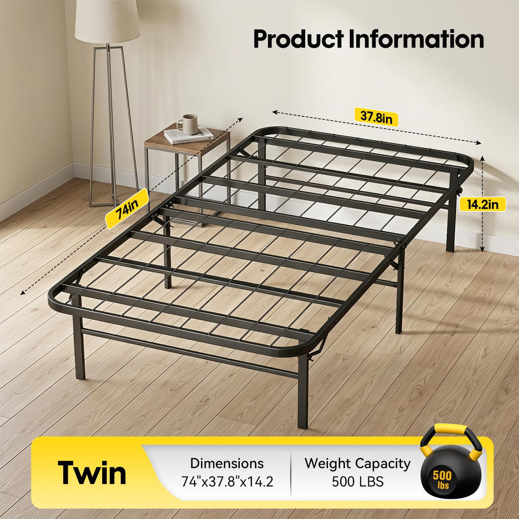 Twin Metal Bed Frame with 6 Legs V6999