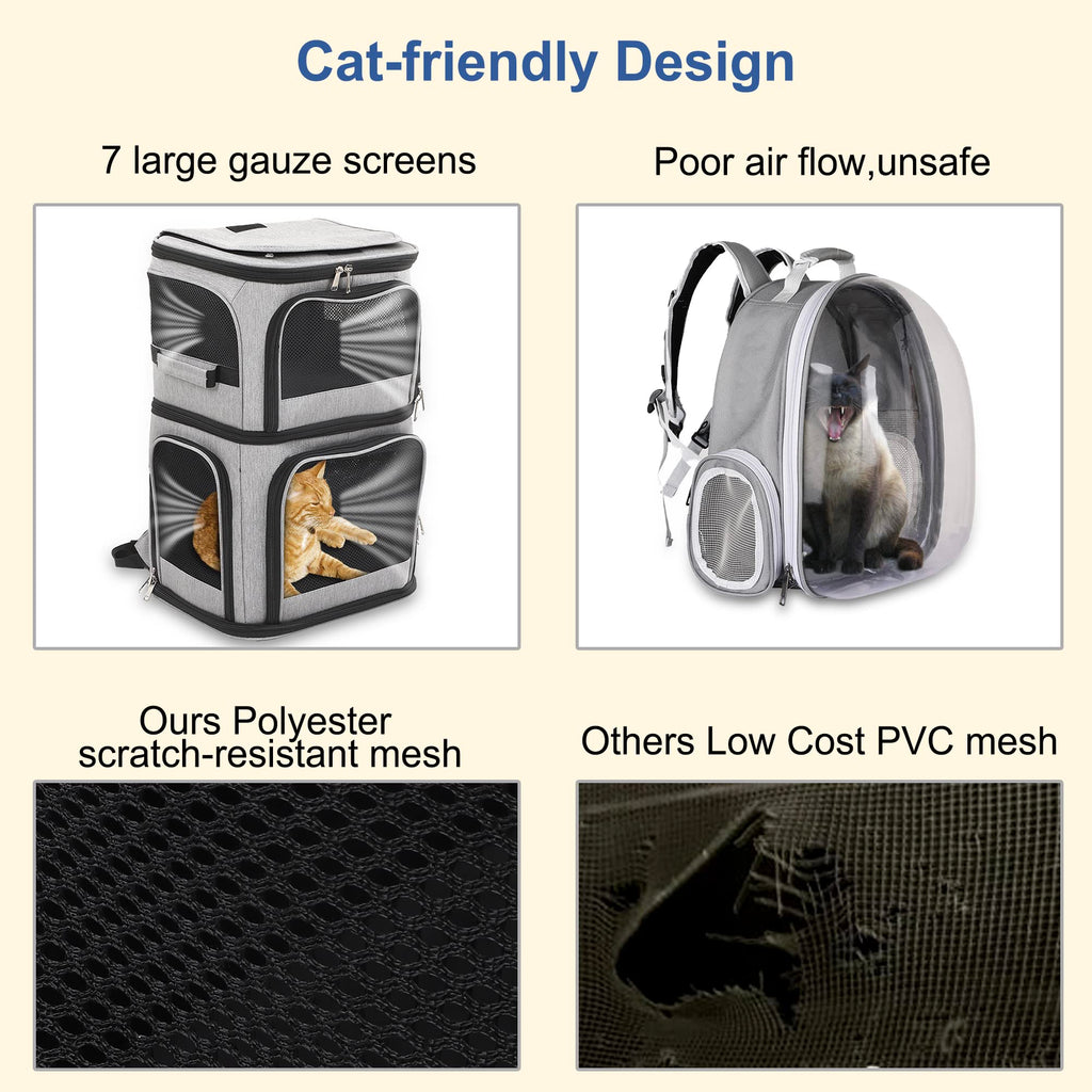 Expandable Cat Backpack Carrier for 2 Cats, 7 Windows, Foldable A82932