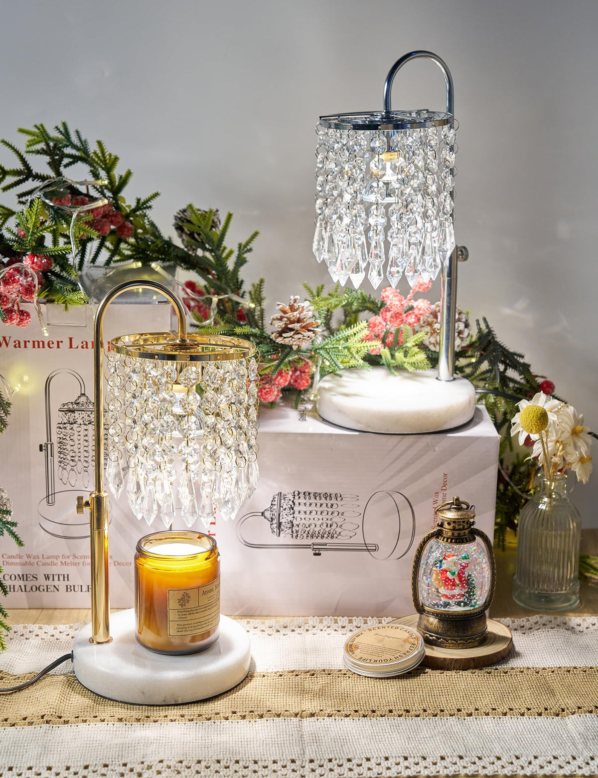 Candle Warmer Lamp with Timer Dimmable Adjustable Height Gold N492