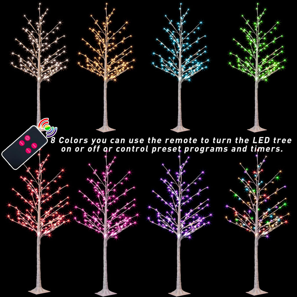 Multicolor Lighted Birch Tree 6FT R2082