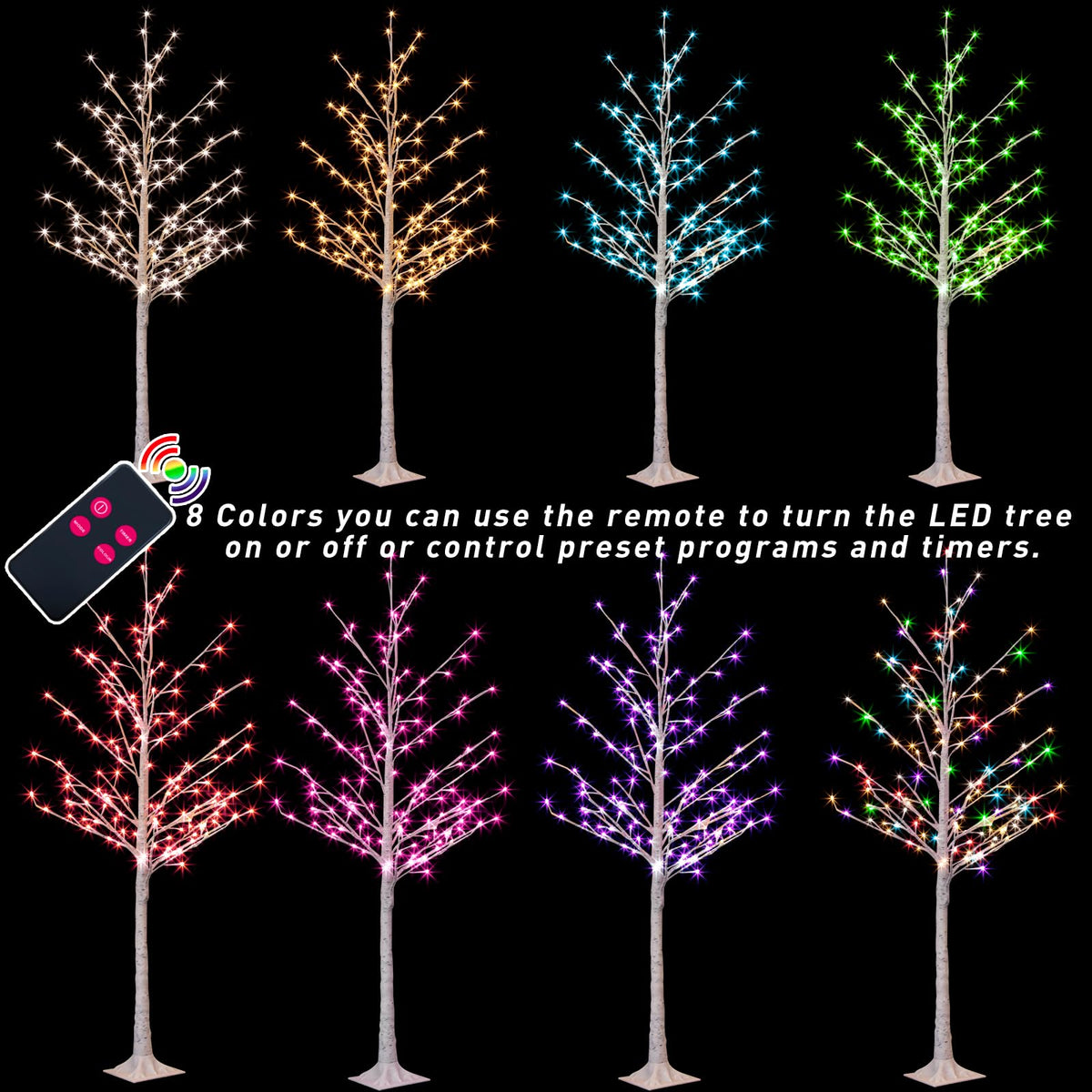 Multicolor Lighted Birch Tree 6FT R2082