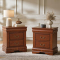 Cherry Wood Nightstands Set of 2 with Drawers I405