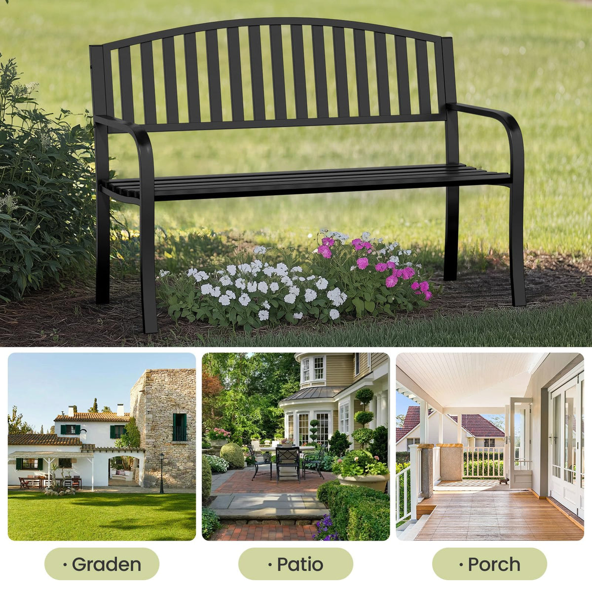 50" Weatherproof Metal Outdoor Bench C934
