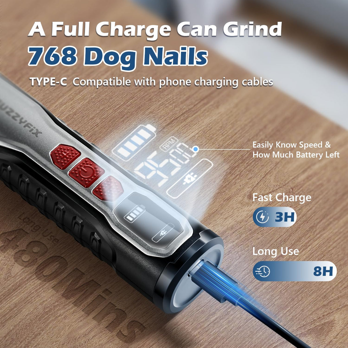 Electric Dog Nail Grinder with LED Light O3854
