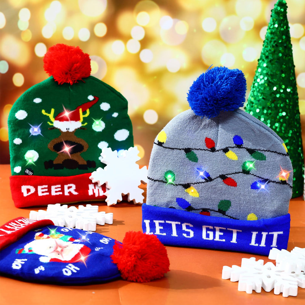 Light Up Christmas Hats Bulk LED Beanies R206