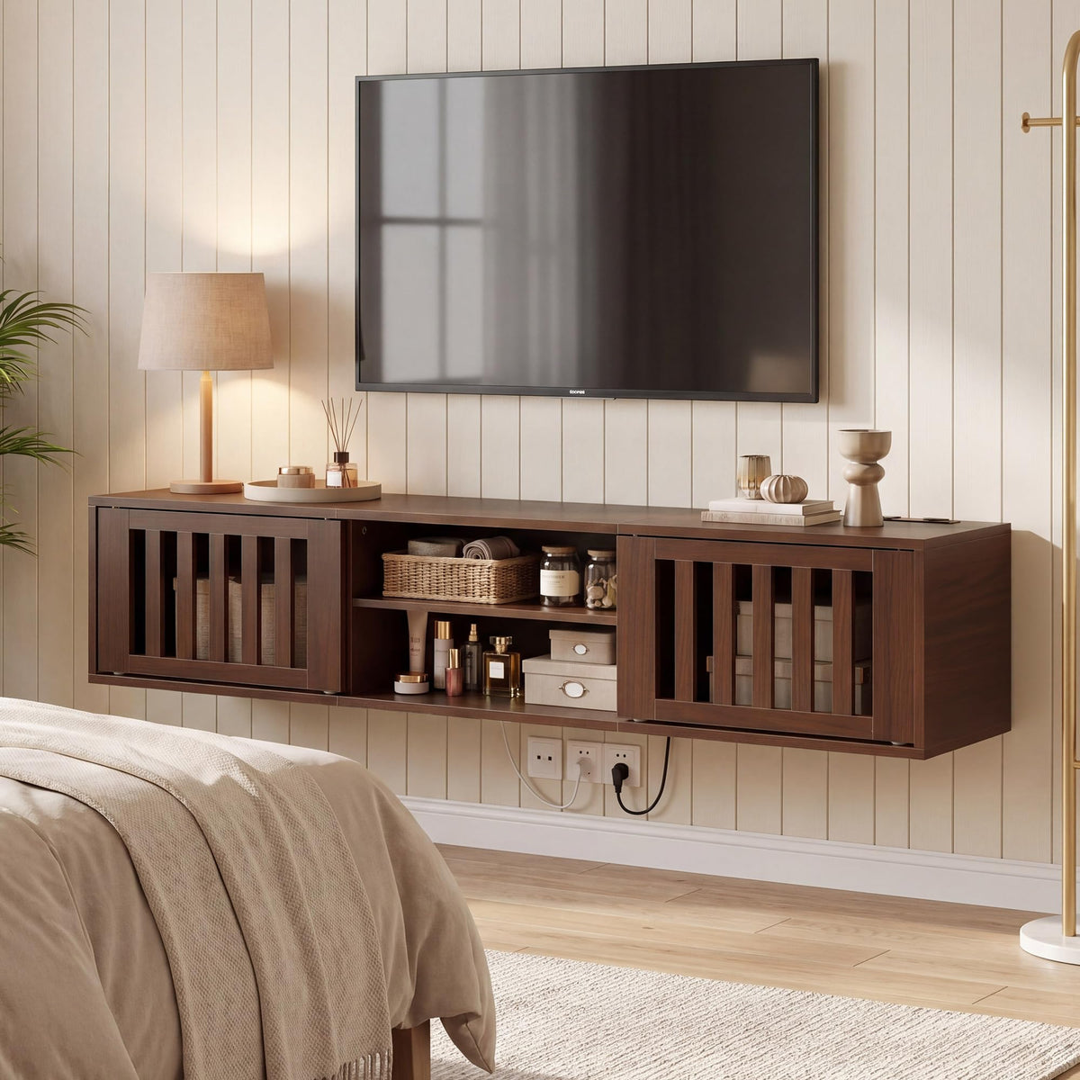 59" Floating TV Stand with Power Outlet N8528