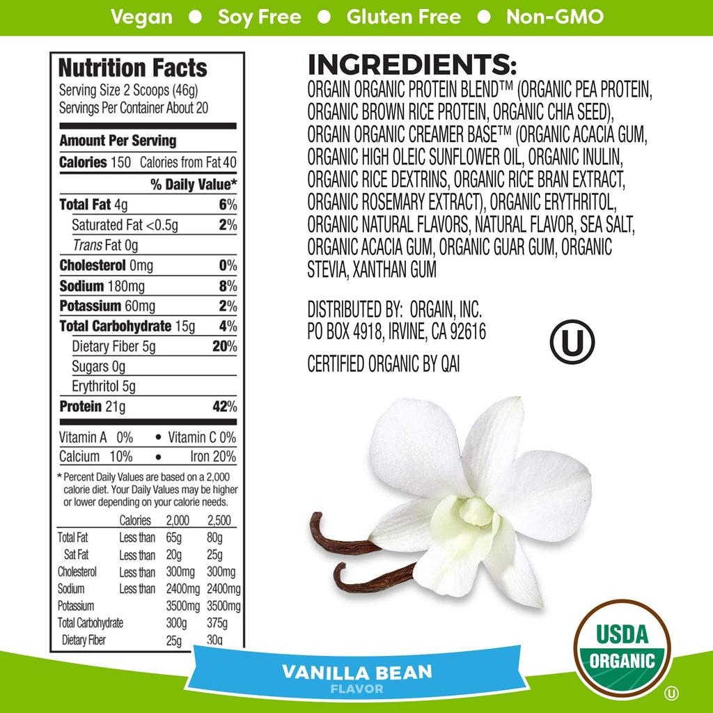 Organic Plant Based Vanilla Bean Protein Powder B8645