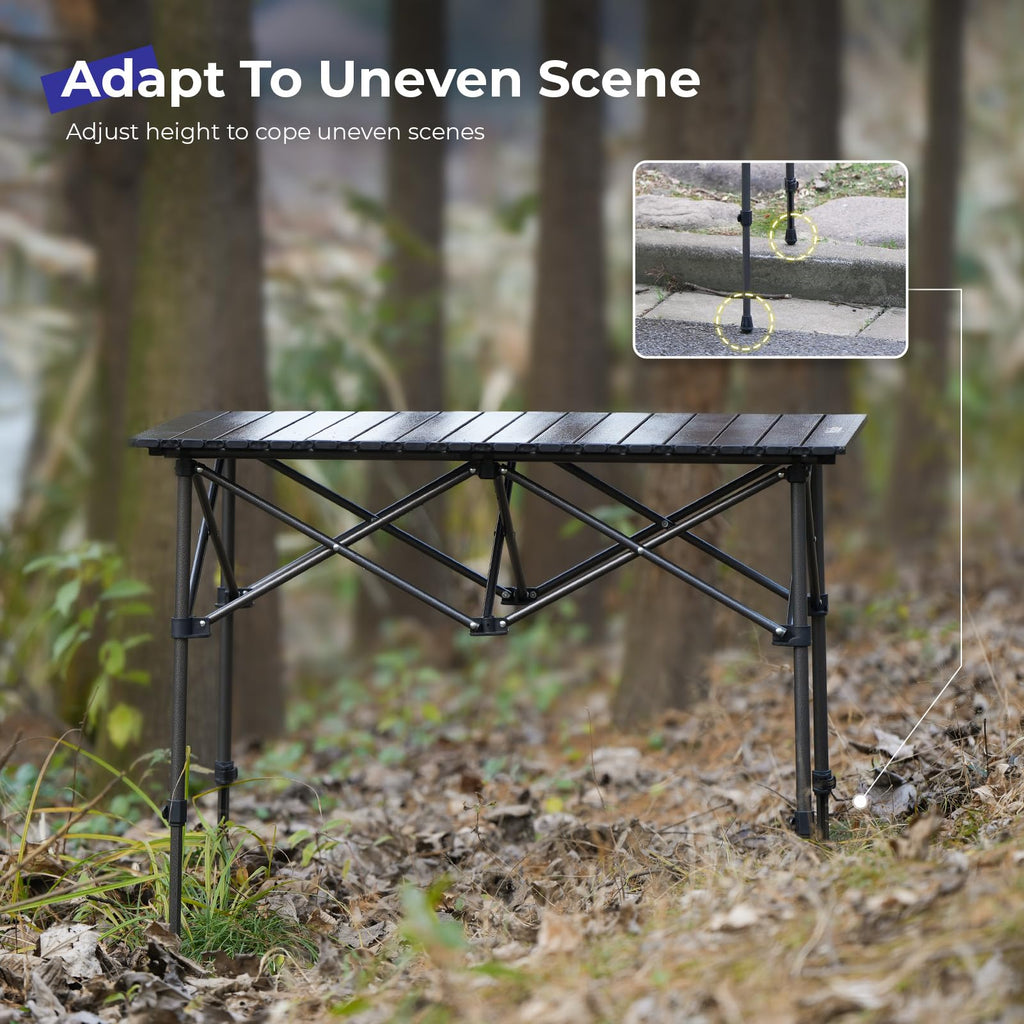 Folding Camping Table Aluminum Adjustable Height Black A286985