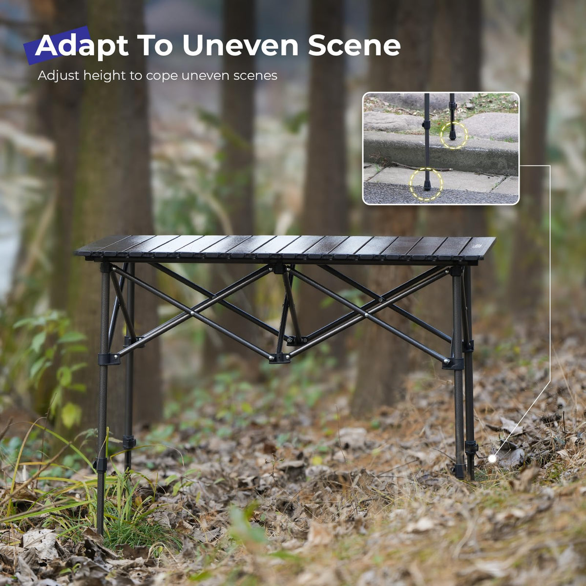 Folding Camping Table Aluminum Adjustable Height Black A286985