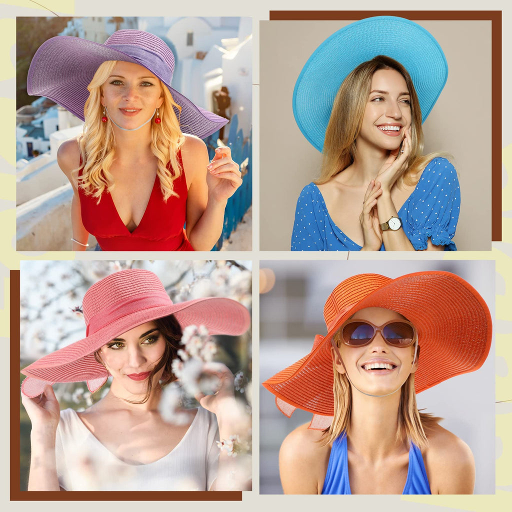 30 Pcs Women's Wide Brim Straw Sun Hat D46491